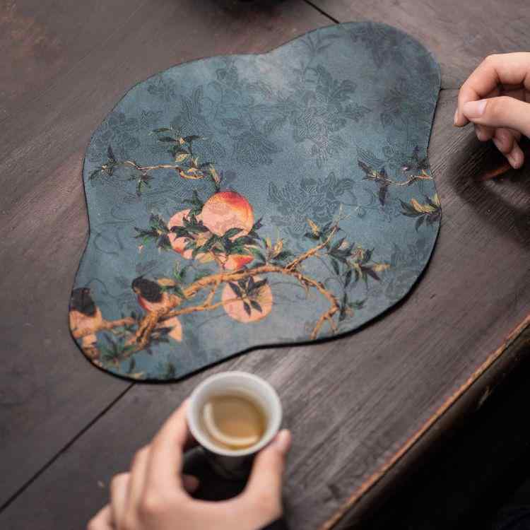 茶道具 香雲紗 中国風 レトロ ヴィンテージ 禅 茶席 ティーポット敷き 茶盤敷き 布製 ファブリック 敷物 落ち着いた 上品 インテリア 飾り 多色展開