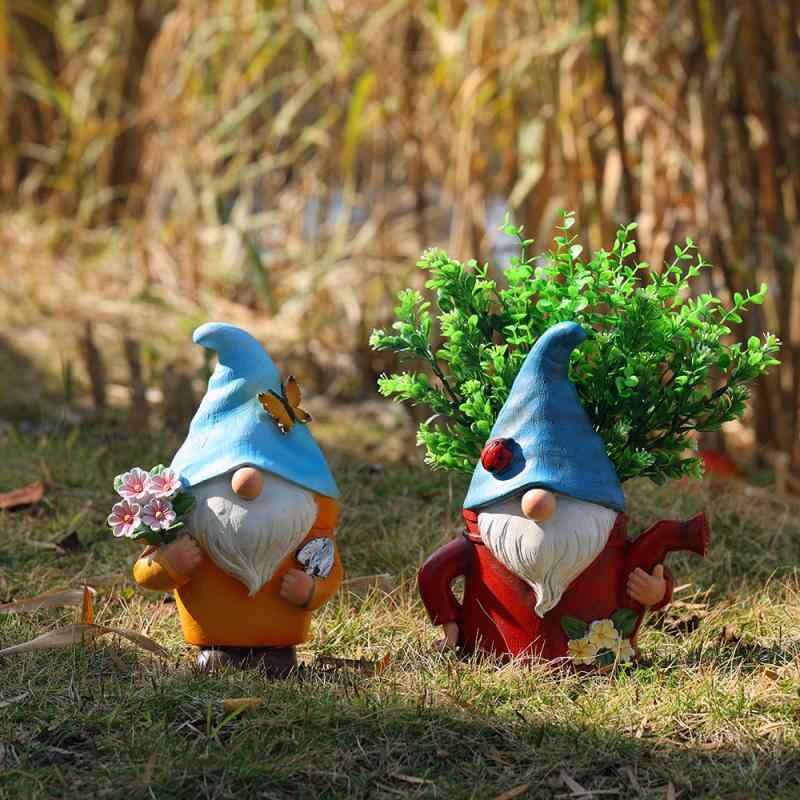 植木鉢 ノーム 小人 ドワーフ おじいさん かわいい ガーデン オーナメント 屋外 室内 庭 玄関 多肉植物 観葉植物 樹脂製 おしゃれ インテリア オブジェ プランター ポット