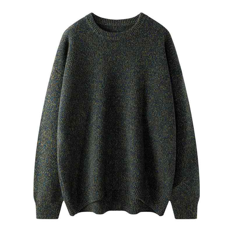 ニット レディース カシミヤ クルーネック ゆったり ルーズ 厚手 あったか 防寒 メランジ 長袖 秋冬 着回し 万能 リラックス 抜け感