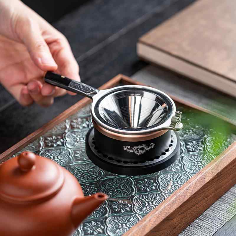 茶こし ダマスカス鋼製 おしゃれ フィルター ストレーナー 功夫茶道 茶道具 ティータイム アクセサリー 茶葉ろ過 高級感 シンプルモダン ロング ひょうたん型 4,570円