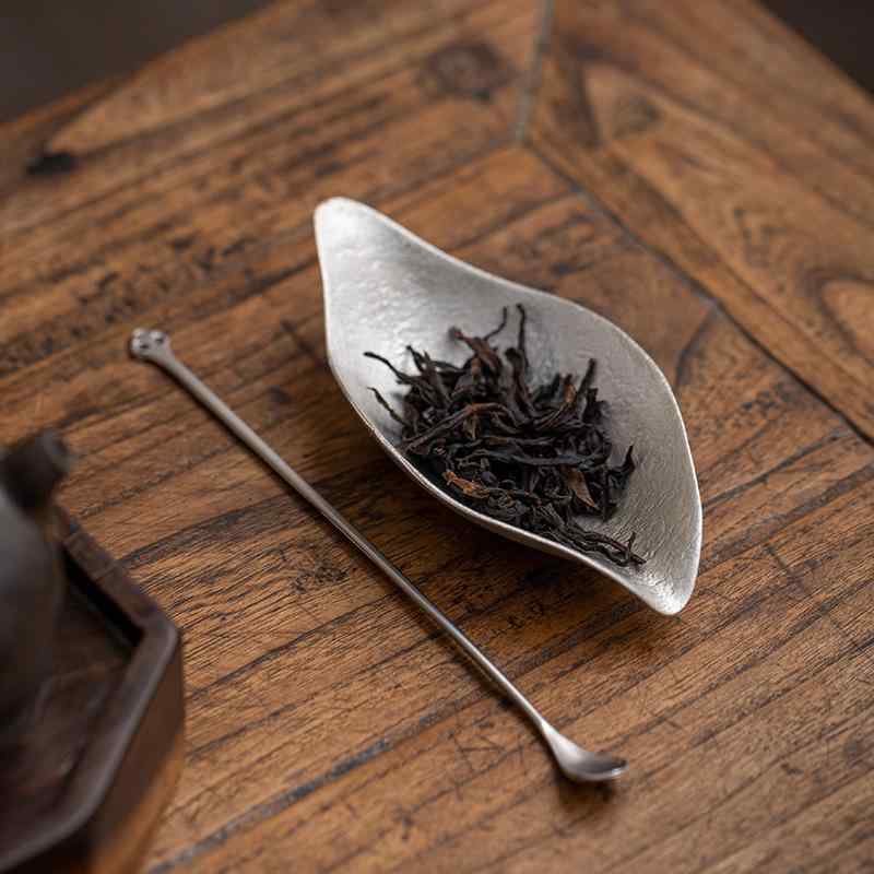 茶道具 錫製 蓮の葉 茶則 手作り レトロ 禅風 和モダン アンティーク調 中国茶道 伝統工芸 茶葉鑑賞 茶荷 茶匙 お茶席 茶会 茶器
