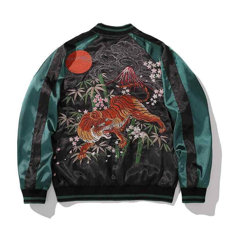 ジャケット メンズ 秋 登り虎 刺・墸 重厚感 モダンチャイニーズ ブルゾン ルーズフィット ポリエステル 耐摩耗性 ダークグリーン 若者 カップル ペアルック アウター 8,451円