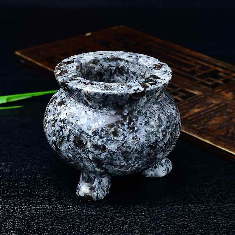 香炉 天然石 フレイムストーン 水晶 原石彫刻 三本足 幾何学模様 置物 オブジェ パワーストーン 風水 祈願 瞑想 仏具 インテリア リビング 寝室 玄関 和室 癒し 高級感