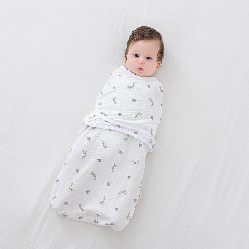 スリーパー 新生児 ベビー おくるみ スワドル 寝返り防止 安眠サポート 純綿 ガーゼ コットン 通気性 薄手 肌に優しい 繭型 プリント柄 春夏秋