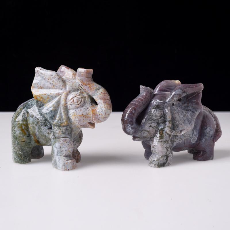 置物 天然石 オーシャンジャスパー 象 ゾウ 水晶 パワーストーン 手彫り 彫刻 工芸品 吉祥 開運 縁起物 オブジェ インテリア ギフト プレゼント｜あじゅり