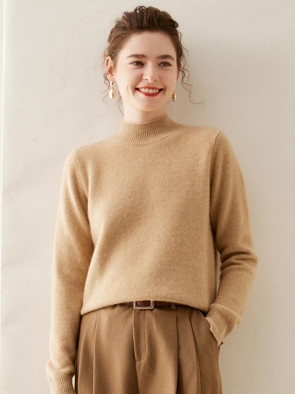 ニット レディース カシミヤ混 ハイネック 長袖 ゆったり 厚手 ソフト きれいめ 通勤 オフィス 上品 トップス インナー プルオーバー オーバーサイズ 秋冬 豊富なカラー|あじゅり