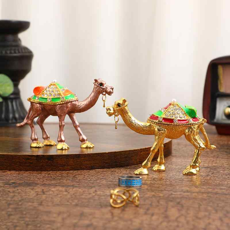 ジュエリーボックス アクセサリーケース ラクダ モチーフ 亜鉛合金製 金属 小物入れ インテリア 置物 オブジェ 欧米風 アンティーク調 旅行記念品 ギフト 贈り物 ゴールド ピンクベージュ おしゃれ 高級感