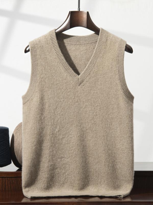 ベスト メンズ 秋冬 カシミヤ ニット Vネック ノースリーブ ゆったり 厚手 保温 あたたかい カジュアル ビジネス 普段使い 大きいサイズ ジレ トップス 高級感|あじゅり