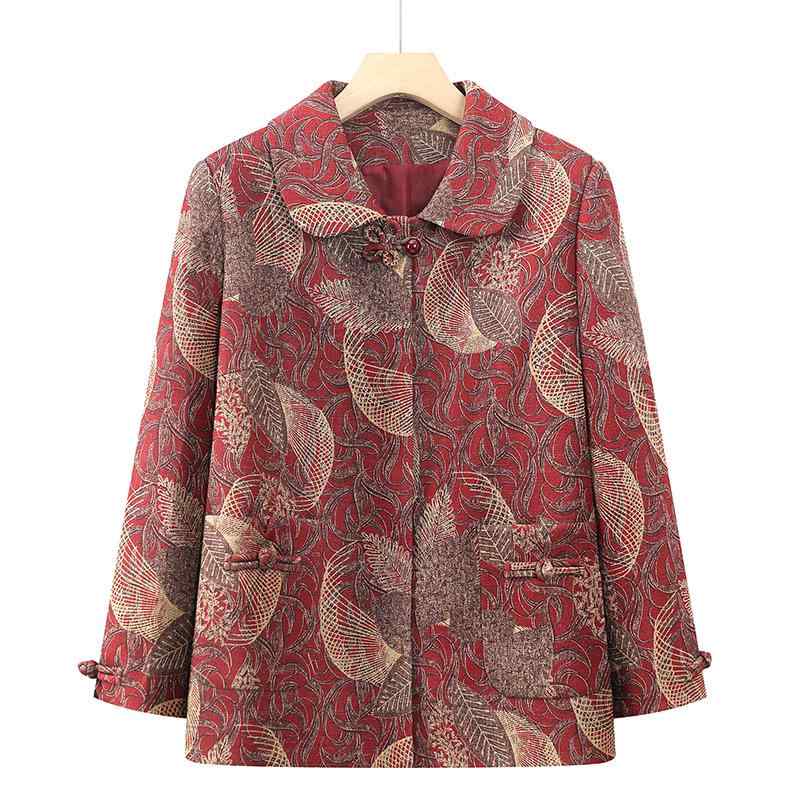 ジャケット レディース シニア ミセス 祖母 ママ服 春秋 秋冬 長袖 ポリエステル ゆったり エレガント カジュアル 中国風 お出かけ 普段使い 体型カバー