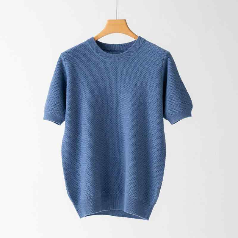 セーター メンズ カシミヤ 半袖 丸首 ハニカム編み プルオーバー 上品な肌触り 暖かい 形態安定 トップス 普段使い ビジネス カジュアル 秋冬|あじゅり