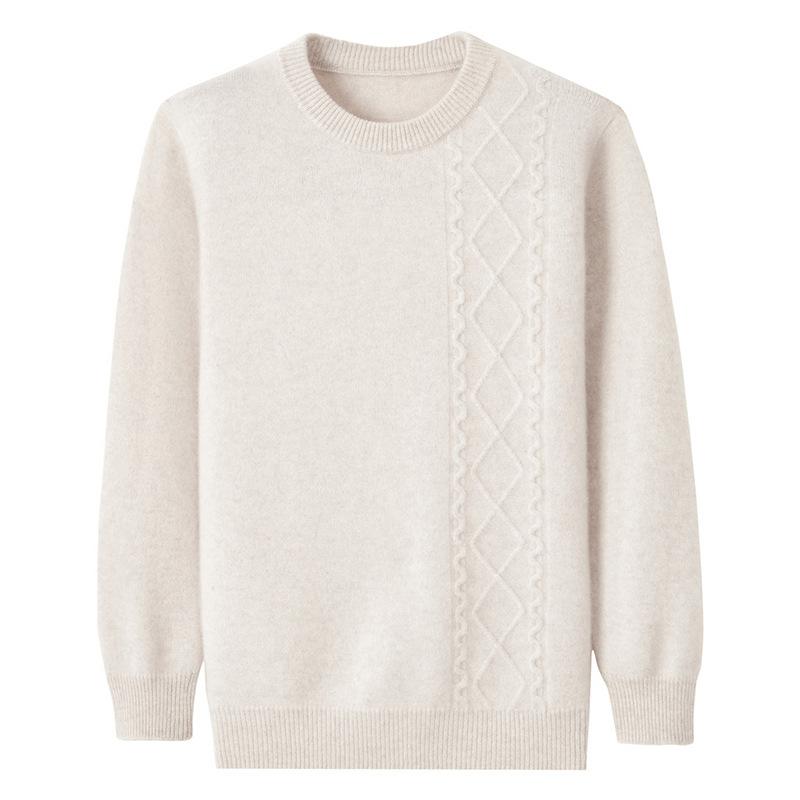 カシミヤニット メンズ 男性用 純山羊カシミヤ セーター 秋冬 クルーネック 丸首 厚手 ゆったり ルーズフィット 大きいサイズ ビッグシルエット 普段使い カジュアル 保温 防寒 ブルー系 ブラック ベージュ系 グレー