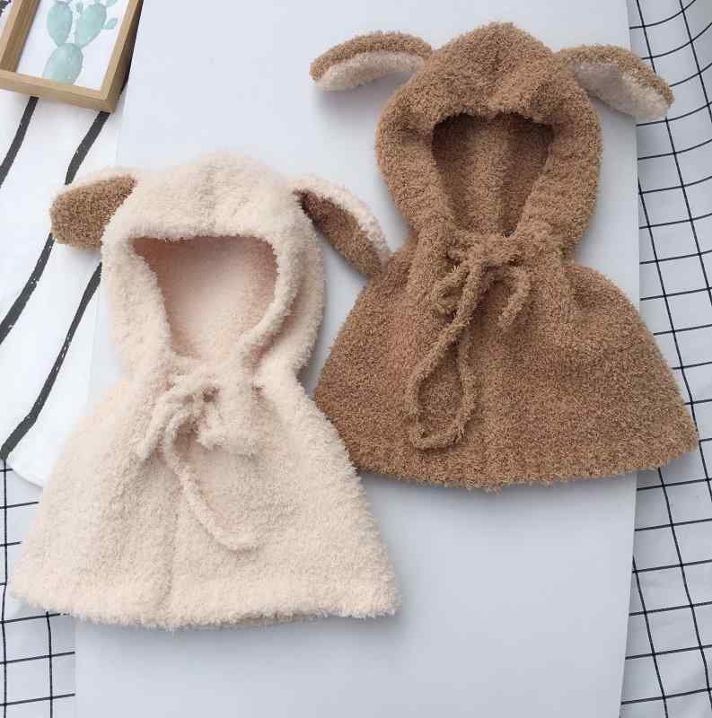 ベビー ポンチョ 男の子 女の子 男女兼用 赤ちゃん キッズ 帽子マフラー一体型 フード付き もこもこ耳 ボア フリース 秋冬 冬 防寒 保温 フェイスカバー ネックウォーマー お出かけ