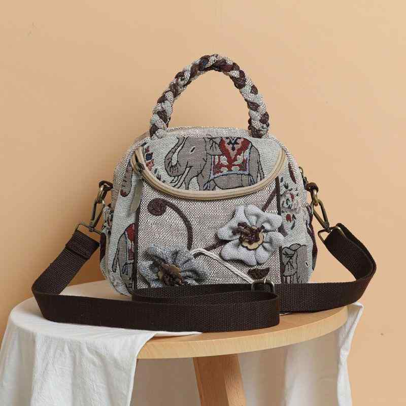 バッグ レディース 女性用 エスニック レトロ 編み込み ハンドメイド 布製 帆布 ハンドバッグ ミニバッグ 手提げ ショルダーバッグ 肩掛け 多機能 マザーズバッグ 普段使い 旅行 カジュアル