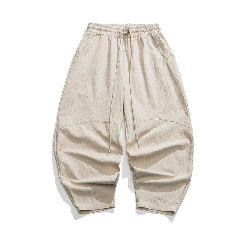 ボトムス メンズ 男性用 新中式 中国風 綿麻 コットンリネン リネン ゆったり ルーズフィット ワイドレッグ バルーンシルエット 大きいサイズ ビッグシルエット カジュアル 普段使い 通気性 春夏