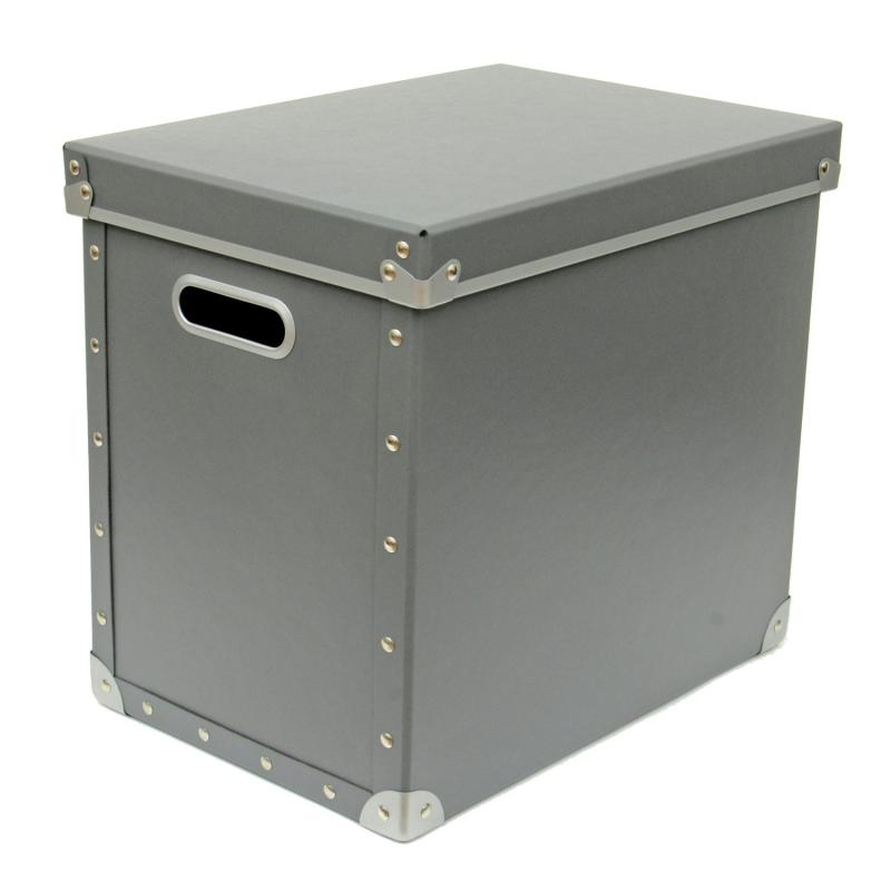 安達紙器 収納ケース 硬質パルプ ボックス フタ式 大 (幅25.5×奥行36×高さ32cm) PBF-822 グレー 5,567円