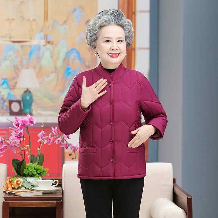 中綿ジャケット レディース ミセス シニア 母親 祖母 秋冬 ショート丈 軽量 薄手 アウター 羽織り 暖かい 保温 防寒 普段使い ローズレッド パープルレッド ピンク系 ワインレッド系
