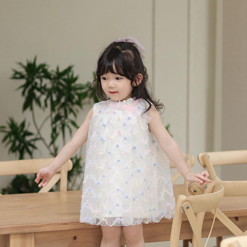 ワンピース 女の子 ベビー キッズ 小花柄 プリンセスドレス キャミソール Aライン フレア 夏 薄手 シフォン ポリエステル 綿 コットン かわいい 可憐 ピンク 子供服 お出かけ 普段着