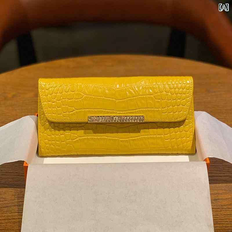 長札入れ レディース クロコダイル調 型押し 生産ライン石ころ バックル フェイクレザー 大電気容量 歌留多入れ 御釣り入れ クラッチペダル御徒面子 ロングウォレット ヨーロッパ風 今めかしい 通い 差し上げ物 差し上げ物 黄色