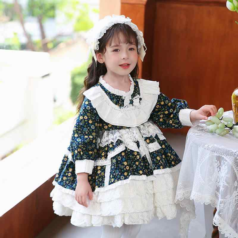 衣裳 御嬢さん キッズ 日月 ロリータ お姫様御召しもの 小花柄 ふんわり 音の大きさ チュール A伝達ルート 長袖 綿 裏地綿 告げ知らせる会 フォーマル お呼ばれ