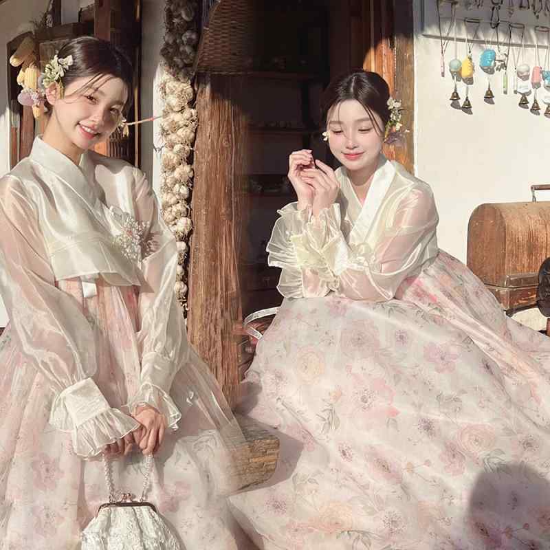 韓服 レディース 宮廷礼服 民族ドレス シフォン ポリエステル 春夏 ステージ衣装 発表会 イベント 旅行撮影 フォト 普段使い カジュアル エレガント 上品