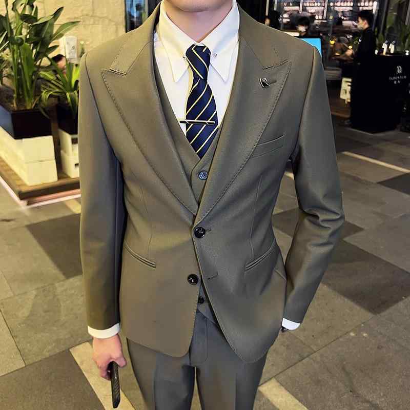 スリー天下太平背広 メンズ か細い填まる 今めかしい 韓国風 御芽出度 交歓会 フォーマル 礼服 商行為 心地よい 綿混 秋冬