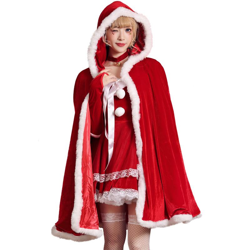 コスチューム レディース クリスマス バニーガール クイーン 衣装 ケープ マント 仮装 コスプレ パーティー イベント ステージ かわいい セクシー イエロー レッド ポリエステル