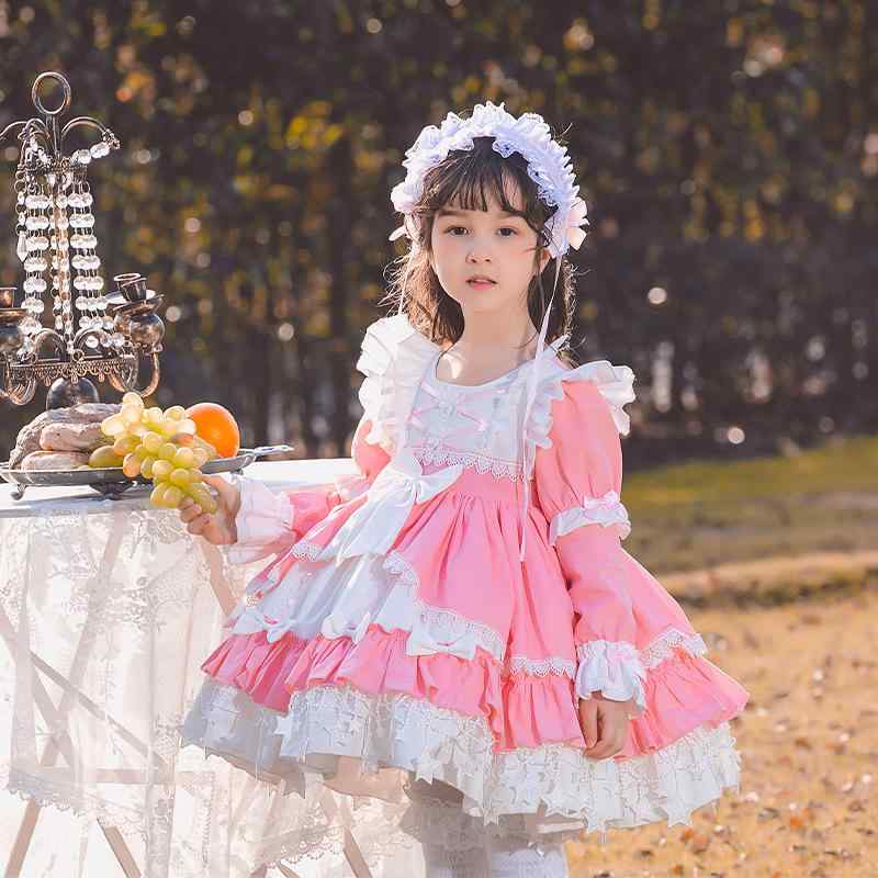 衣裳 お嬢さん ロリータ 姫御前御召しもの 長袖 音の大きさ さくら色 無地 綿 綿織物 歳月 雅びやか 御前上等感 告げ知らせる会 フォーマル 華燭の典 お呼ばれ 寄り合い ちびっ子服 キッズ 小学生 赤ちゃん