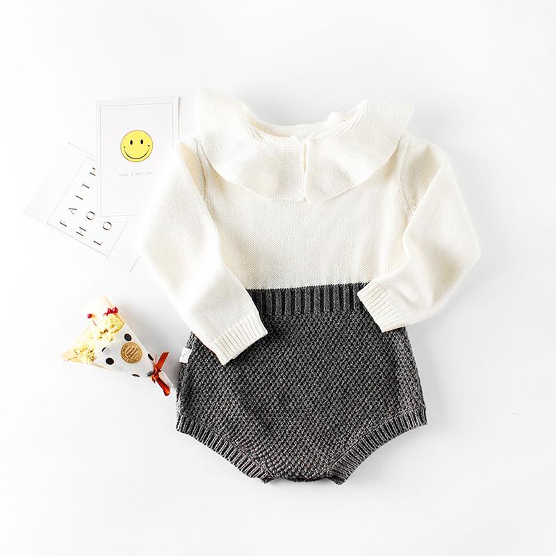 ロンパース 女の子 ベビー 赤ちゃん 乳児服 春秋 襟付き ピーターパンカラー ニット セーター カバーオール ボディスーツ 長袖 綿 コットン やわらか 普段使い お出かけ 部屋着 かわいい 高品質 インスタ人気