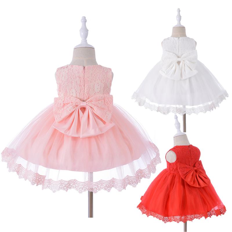 ベビードレス 女の子 フォーマル レース プリンセスライン リボン 花柄 ふわふわ ノースリーブ 結婚式 発表会 セレモニー 赤ちゃん オフホワイト ピンク レッド