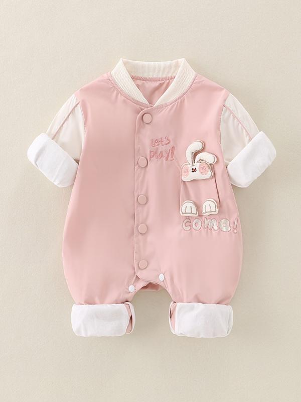 ロンパース ベビー 女の子 長袖 かわいい カバーオール 乳児服 スナップボタン 前開き 全開 ポリエステル 肌に優しい ソフトタッチ 普段着 お出かけ着 春秋 ピンク