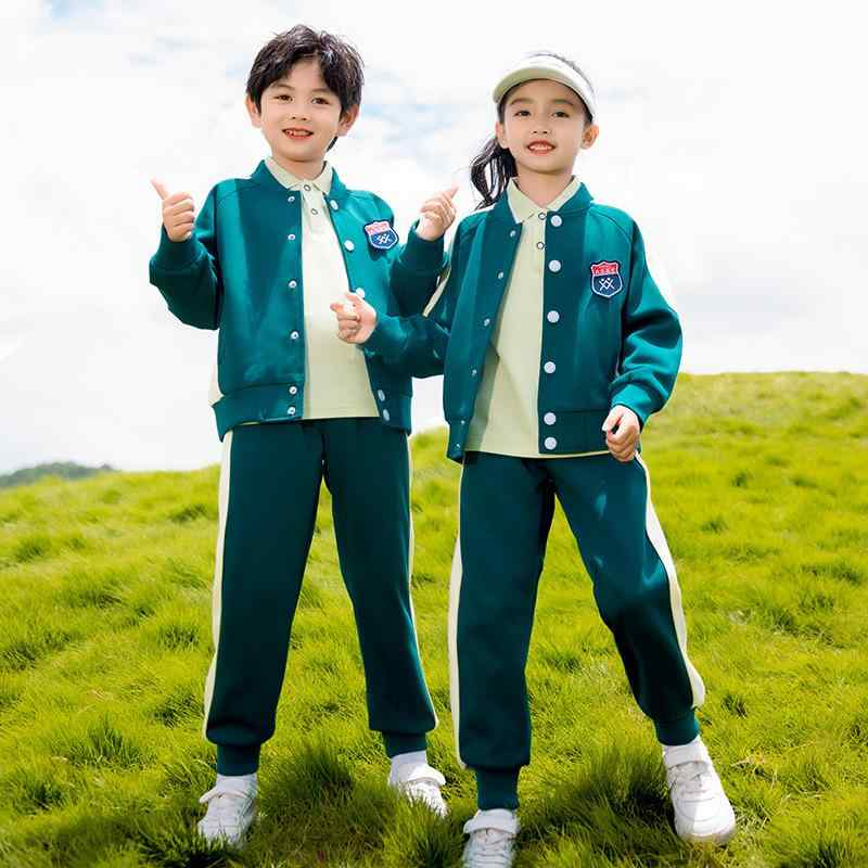 学生服 キッズ 男女兼用 英国風 学院風 春夏秋 コットン 3点セット セットアップ 通学 幼稚園 小学校 カジュアル スポーツウェア ジャージ 柔らか パンツセット 長袖