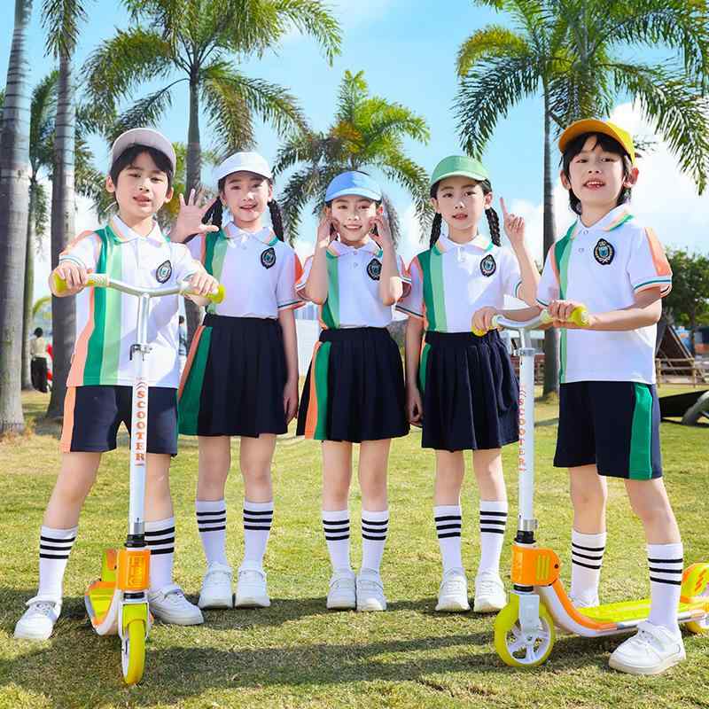 ユニフォーム キッズ 小学生 幼稚園 園児 春夏 パープル スクール風 3点セット セットアップ コットン 綿混 体操服 スポーツウェア 通学 通園 普段使い