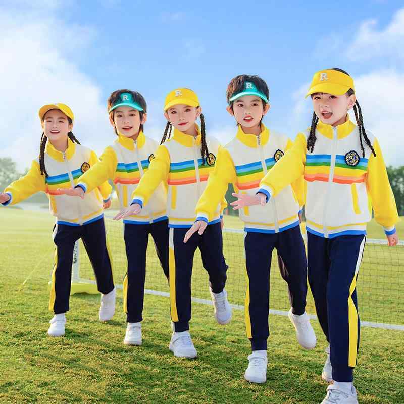 スクールウェア 小学生 男の子 女の子 男女兼用 虹色 半袖 夏服 春秋服 運動会 発表会 イベント セットアップ 綿 コットン カジュアル