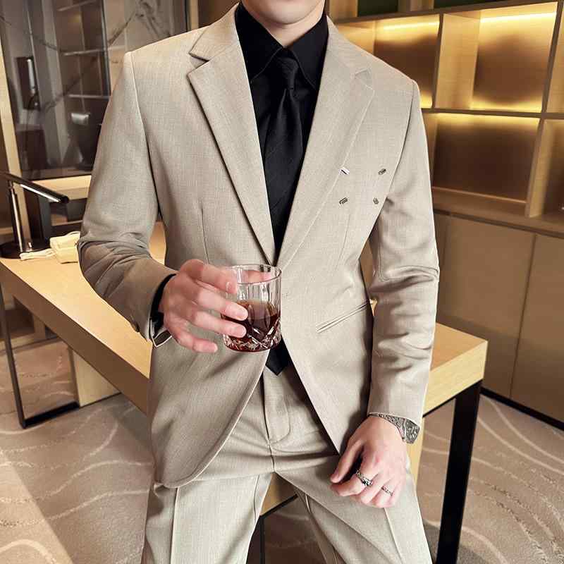 背広 メンズ 商行為 心地よい セットアップ か細い相応う テーラードジャケット 春夏 透け透け 1つ名取り草 アセテート混紡 金属元素かざり付ける 2点仕かける 黒いこと ともし火赤銅色