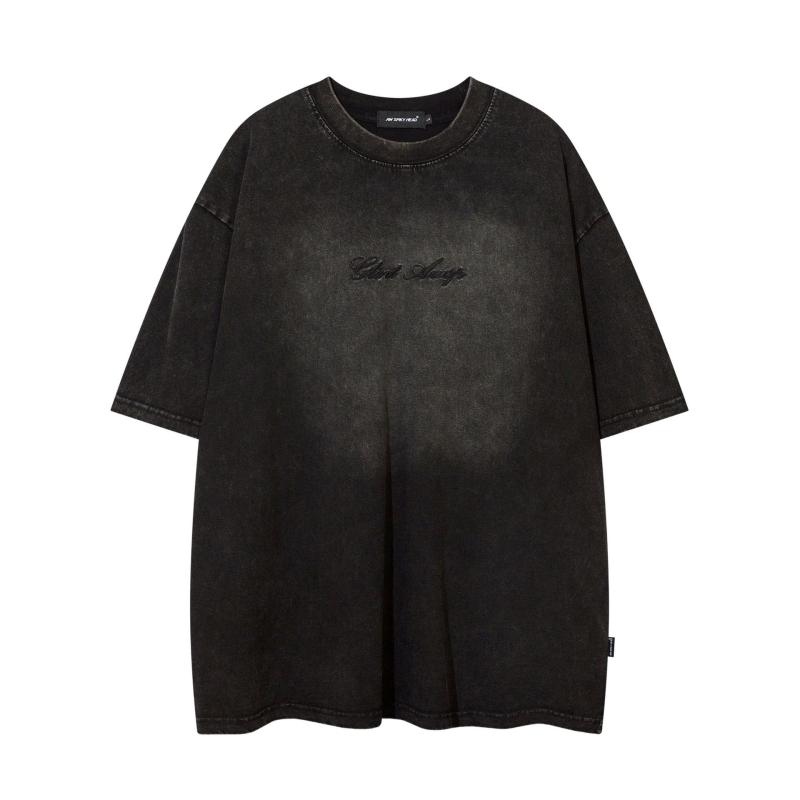 Tシャツ メンズ レディース アメリカンレトロ 半袖 クルーネック ロゴ刺繍 ウォッシュ加工 ヴィンテージ風 オーバーサイズ ビッグシルエット コットン 綿 通気性 普段使い カジュアル 春夏 ペア ブラック 4,898円