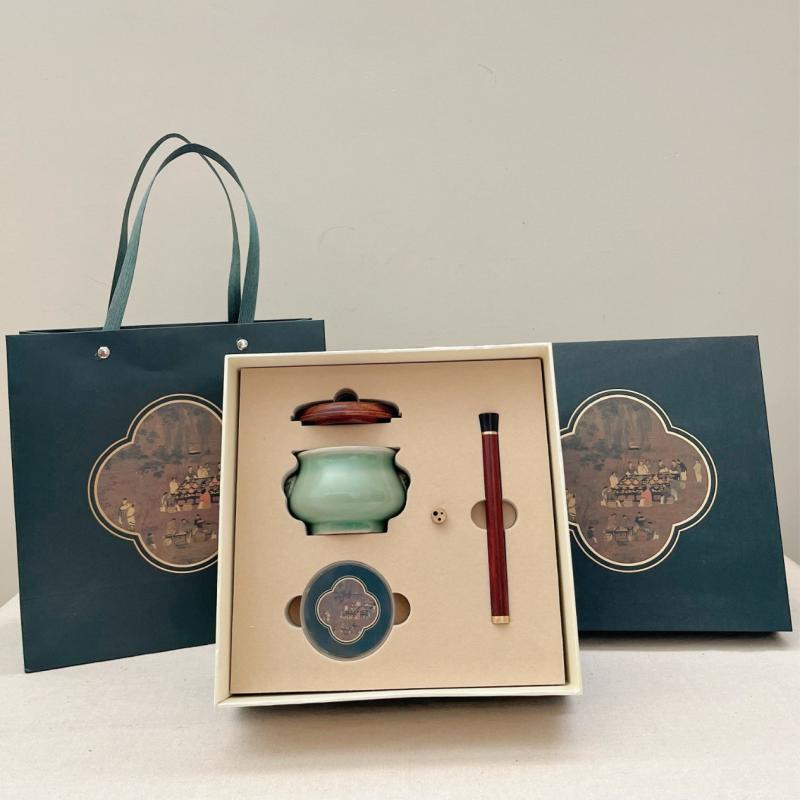 香炉 陶器製 ローズウッド蓋 彫刻 禅風 和モダン お香立て 聞香炉 室内 家庭用 アロマバーナー 瞑想 癒し おしゃれ インテリア 置物