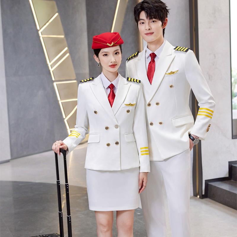 制服 男女兼用 春秋 ダブルボタン ビジネススーツ セットアップ テーラードジャケット スラックス 乗務員 客室乗務員 サービス業 ドラム隊 演奏会 ステージ衣装 オフィス フォーマル ポリエステル素材 伸縮性