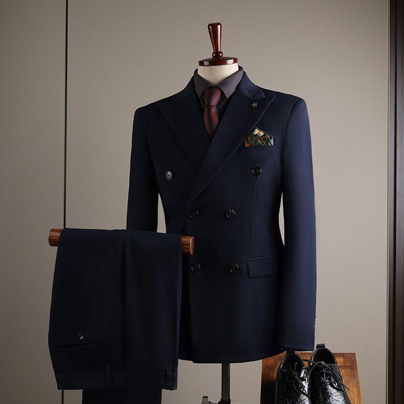 スーツ メンズ セットアップ 男性用 ダブルブレスト スリーピース 高級感 ビジネス カジュアル フォーマル 結婚式 礼服 新郎 披露宴 パーティー ブラック ネイビー グレー ポリエステル|あじゅり