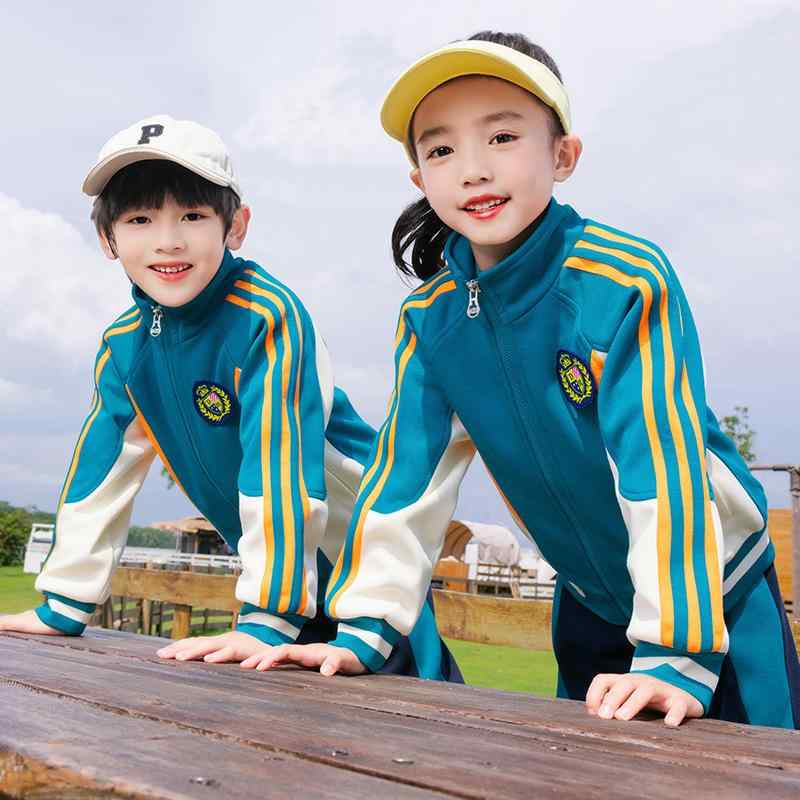 ジャージ スクールウェア 園児ウェア キッズ 小学生 男の子 女の子 春秋 3点セット チームウェア ジップアップ コットン カジュアル 通学 通園 運動 スポーツ