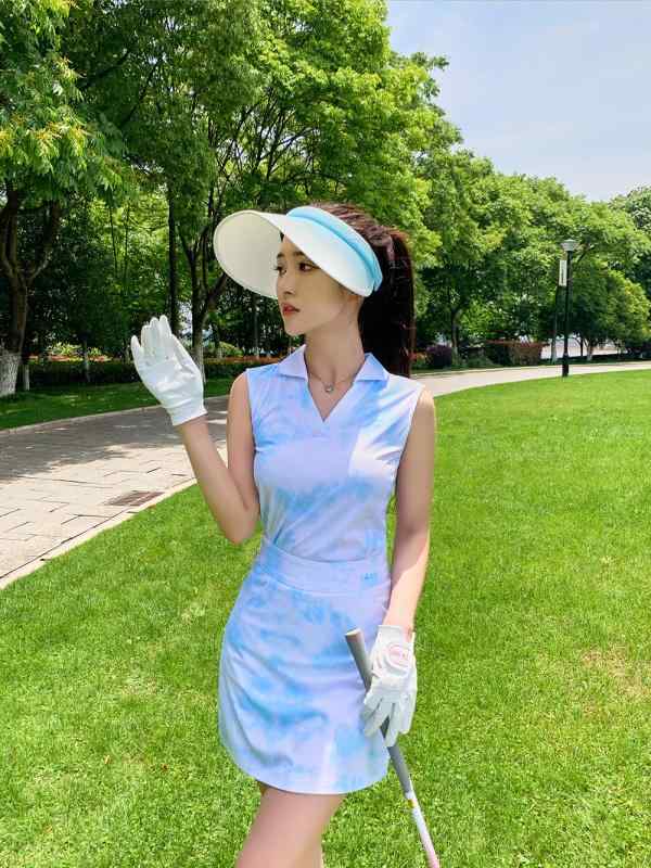 ゴルフウェア レディース 女性用 春夏秋 セットアップ ツーピース ノースリーブトップス スポーツミニスカート スタイリッシュ スリムフィット 細見え 吸汗速乾 ドライ ストレッチ