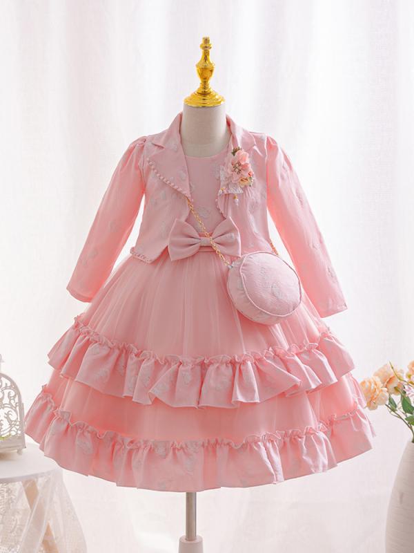 ドレス ベビー キッズ 女の子 ロリータ風 高級感 3点セット ノースリーブ ふわふわ チュール プリンセス フォーマル 結婚式 発表会 パーティー 夏