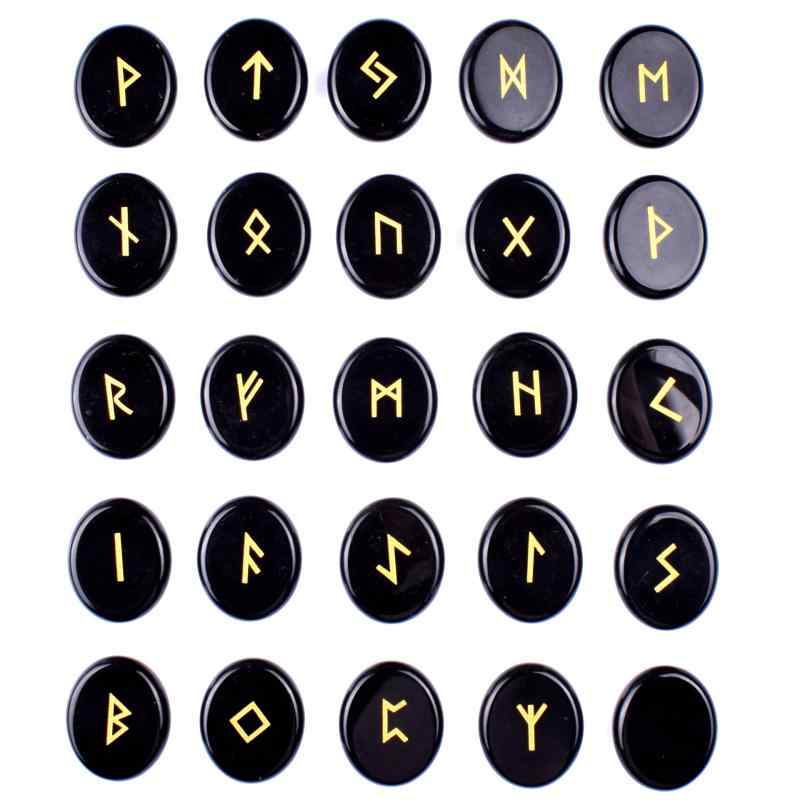 天然石 ルーン文字 25個 セット バイキング 北欧 パワーストーン 占い 瞑想 ヒーリング クリスタル インテリア お守り DIY オブジェ 置き石 黒曜石 白水晶 ラブラドライト
