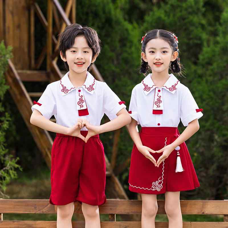 制服 小学生 幼稚園児 男の子 女の子 夏 半袖 スカート 2点セット 英国風 学院風 ブリティッシュ プレッピー 綿 コットン ソフトタッチ 合唱 卒業式 入学式 発表会 親子コーデ