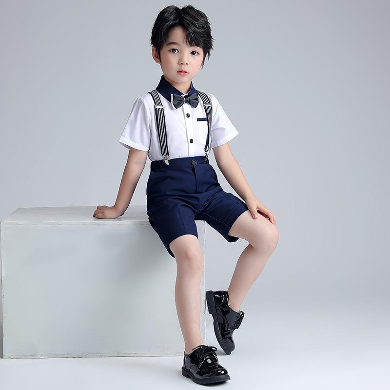 キッズ 男の子 ベビー 半袖 ショートパンツ サロペット セットアップ 3点セット 春夏 薄手 柔らかい ポリエステル混紡 発表会 舞台衣装 フォーマル 結婚式 七五三 お祝い 記念撮影