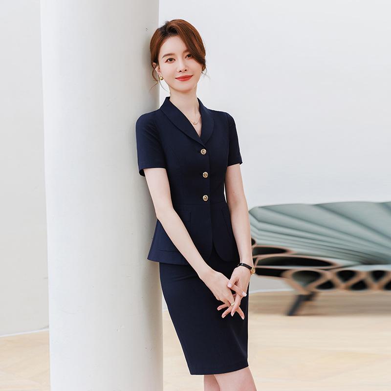 スーツ レディース 女性用 春夏 ビジネス オフィス 制服 受付 事務服 通勤 接客 セットアップ ジャケット スカート パンツ スリーピース ポリエステル スパンデックス 七分袖