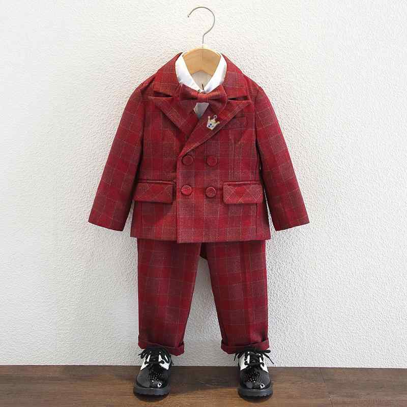 スーツ 男の子 キッズ ブリティッシュスタイル チェック柄 フォーマル 礼服 ダブルボタン セットアップ 発表会 結婚式 フラワーボーイ 七五三 入学式 誕生日 記念日 セレモニー ポリエステル