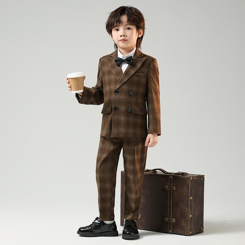 スーツ 男の子 キッズ フォーマルスーツ セットアップ 男児 ジャケット パンツ 結婚式 ウェディング フラワーボーイ ピアノ発表会 演奏会 入学式 卒業式 七五三 パーティー 司会 イベント グレンチェック おしゃれ 上品 ポリエステル混紡 春夏秋