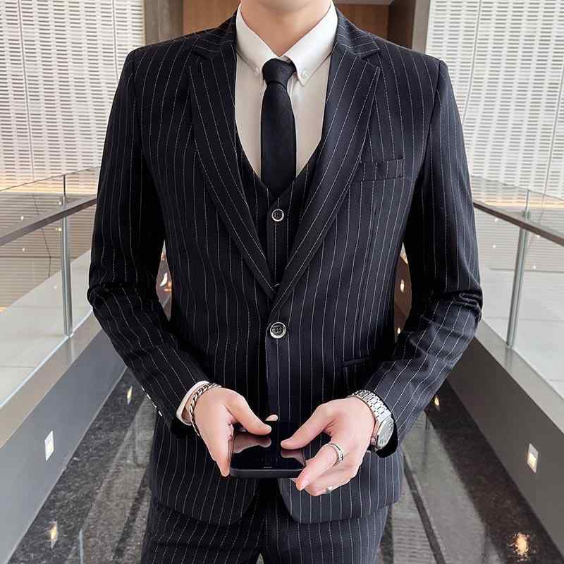 背広 メンズ 縞模様 スリー平和条約 セットアップ か細い相応う 格好のいい 商行為 フォーマル 華燭の典 交歓会 礼服 生まれ変わり衣料繊維混紡 黒いこと ロイヤル青味 ダークネイビー