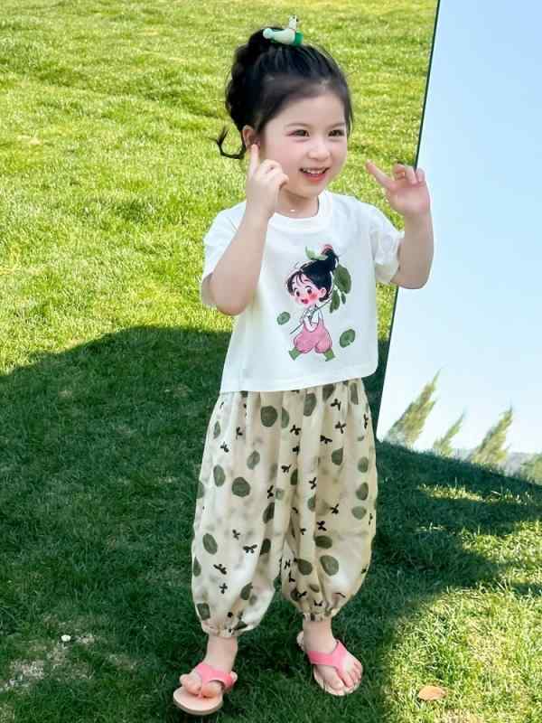 セットアップ 女の子 2点セット 半袖 Tシャツ ショートパンツ 夏 薄手 おしゃれ カジュアル 韓国風 子供服 コットンブレンド 快適 普段使い ルームウェア
