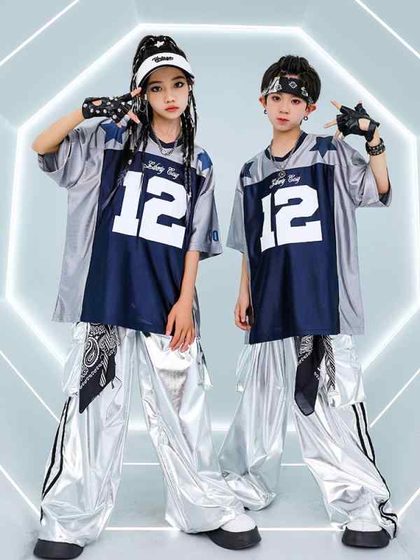 ダンス衣装 キッズ 男の子 女の子 ストリート ヒップホップ ゆったり ビッグシルエット 半袖 セットアップ ステージ衣装 発表会 練習着 イベント 春夏 ポリエステル 4,365円